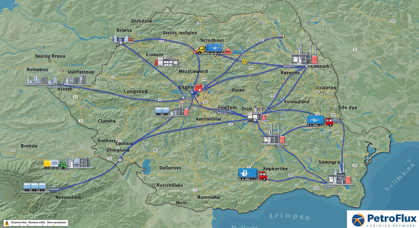 Imagine Hartă Logistică PetroFlux România cu depozite cheie